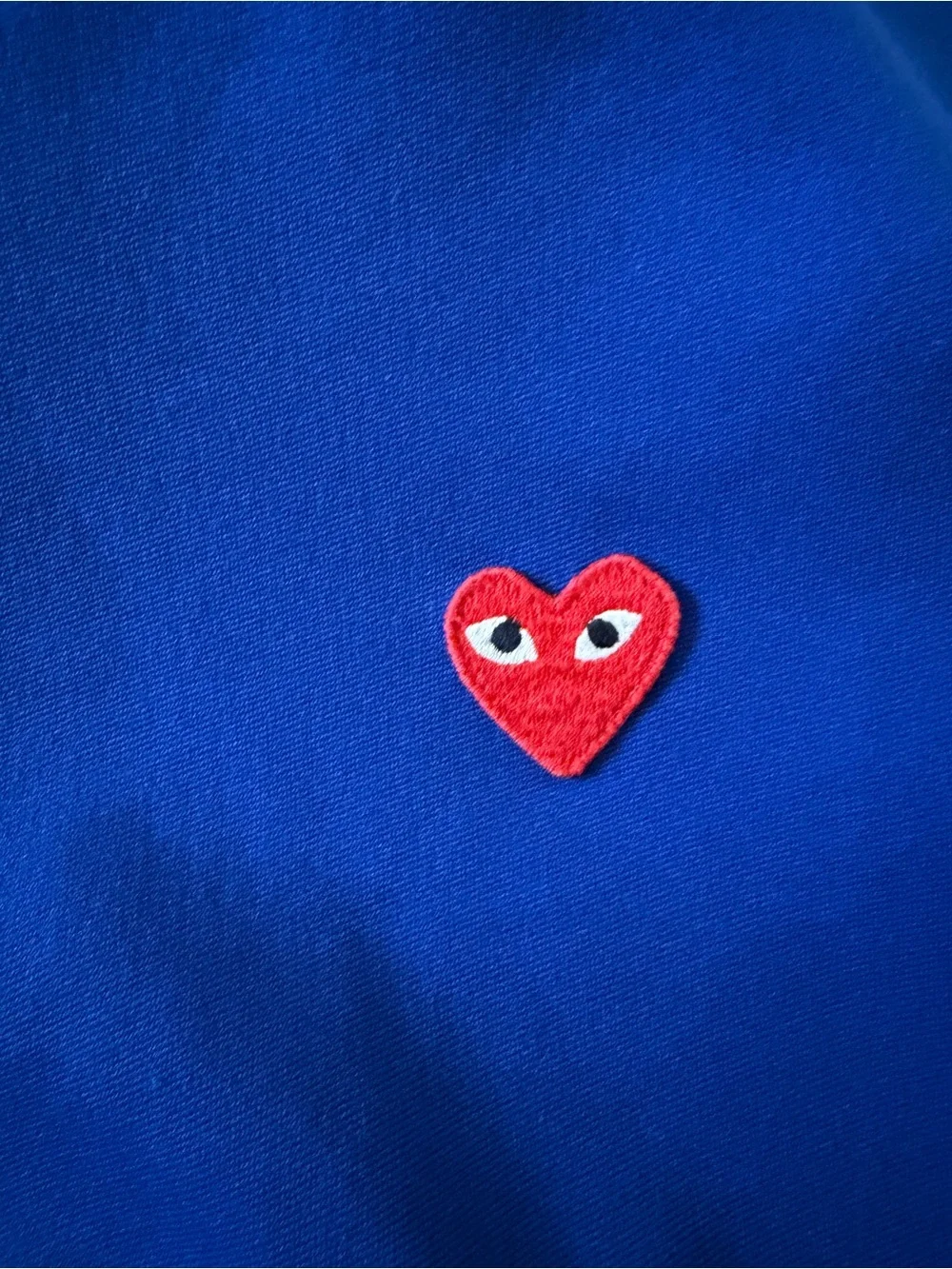 Comme des Garcons Kids Royal Blue Hoodie with Red Heart Patch